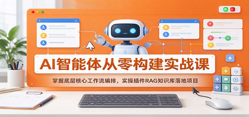 AI智能体从零构建实战课:掌握底层核心工作流编排,实操插件RAG知识库落地项目-轻创终点站