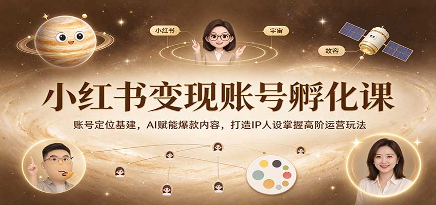 小红书变现账号孵化课：账号定位基建，AI赋能爆款内容，打造IP人设掌握高阶运营玩法-轻创终点站