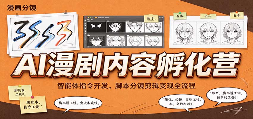AI漫剧内容孵化营：智能体指令开发，脚本分镜剪辑变现全流程-轻创终点站