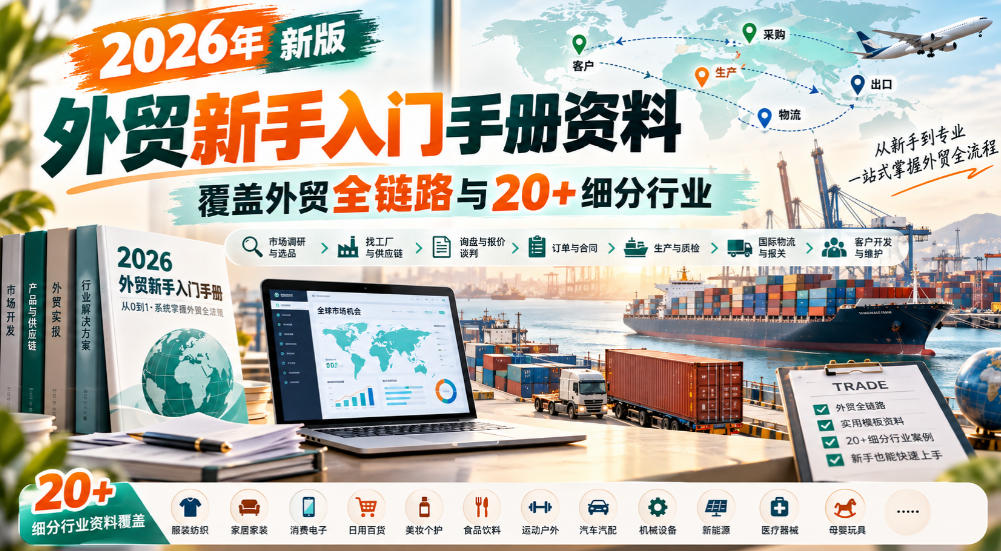 2026年新版外贸新手入门手册资料,覆盖外贸全链路与20+细分行业-轻创终点站