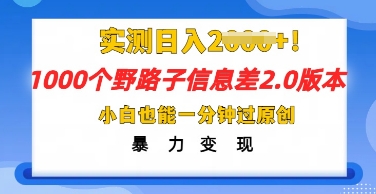 2025抖音1000个野路子信息差最新玩法,一分钟过原创,暴力变现月入几k-轻创终点站